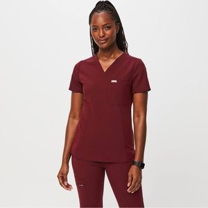 Figs Catarina Scrub Top - Burgundy